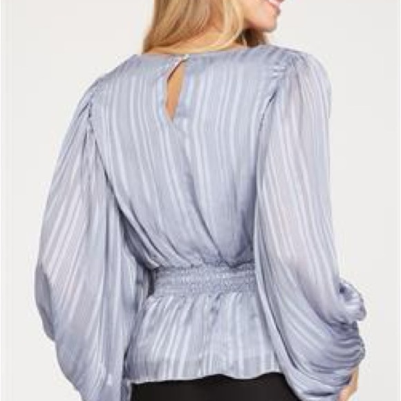 She + Sky Light Blue V-Neck Blouse - Picture 4 of 5